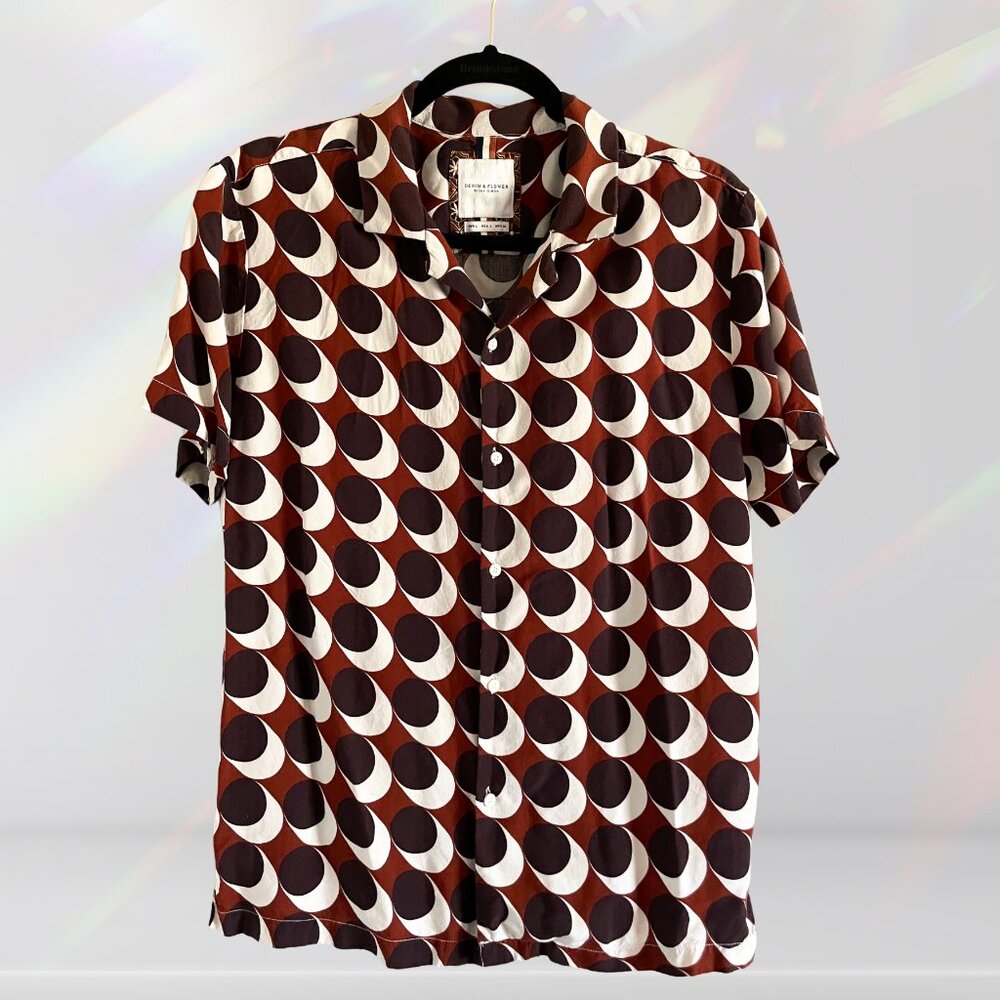 Groovy Denim & Flower Cookie Cutter Button Up Shirt